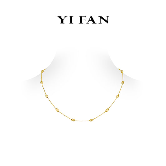 Welfare Exclusive Minimalist collection: Modern “Brushed Lucky Beans” detailed Golden beads chain Necklace