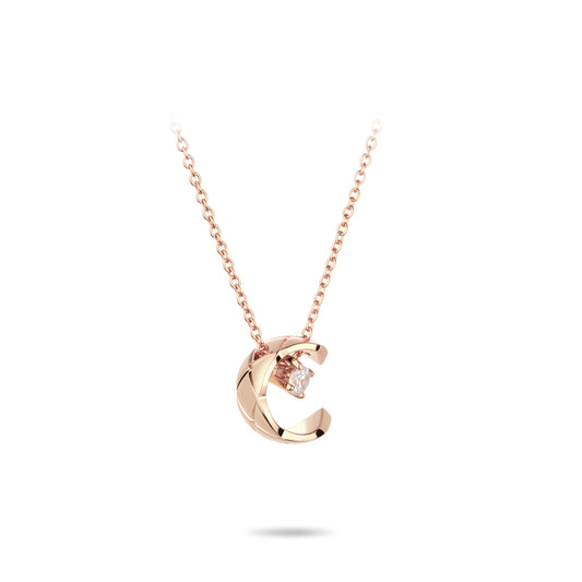 Rose-gold Fever collection: Modern "Agile Star Moon" delicate Pendant Necklace (Unisex)