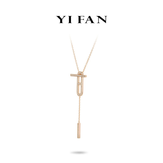 Minimalist collection: Modern "OT Champagne Y shape" multi-purpose Necklace