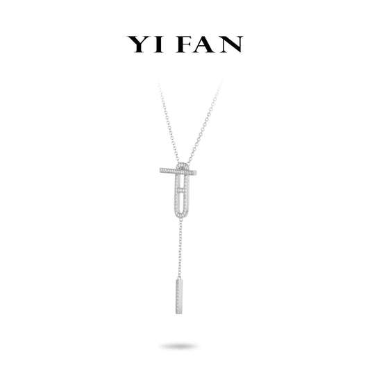 Minimalist collection: Modern "OT White Y shape" multi-purpose Necklace