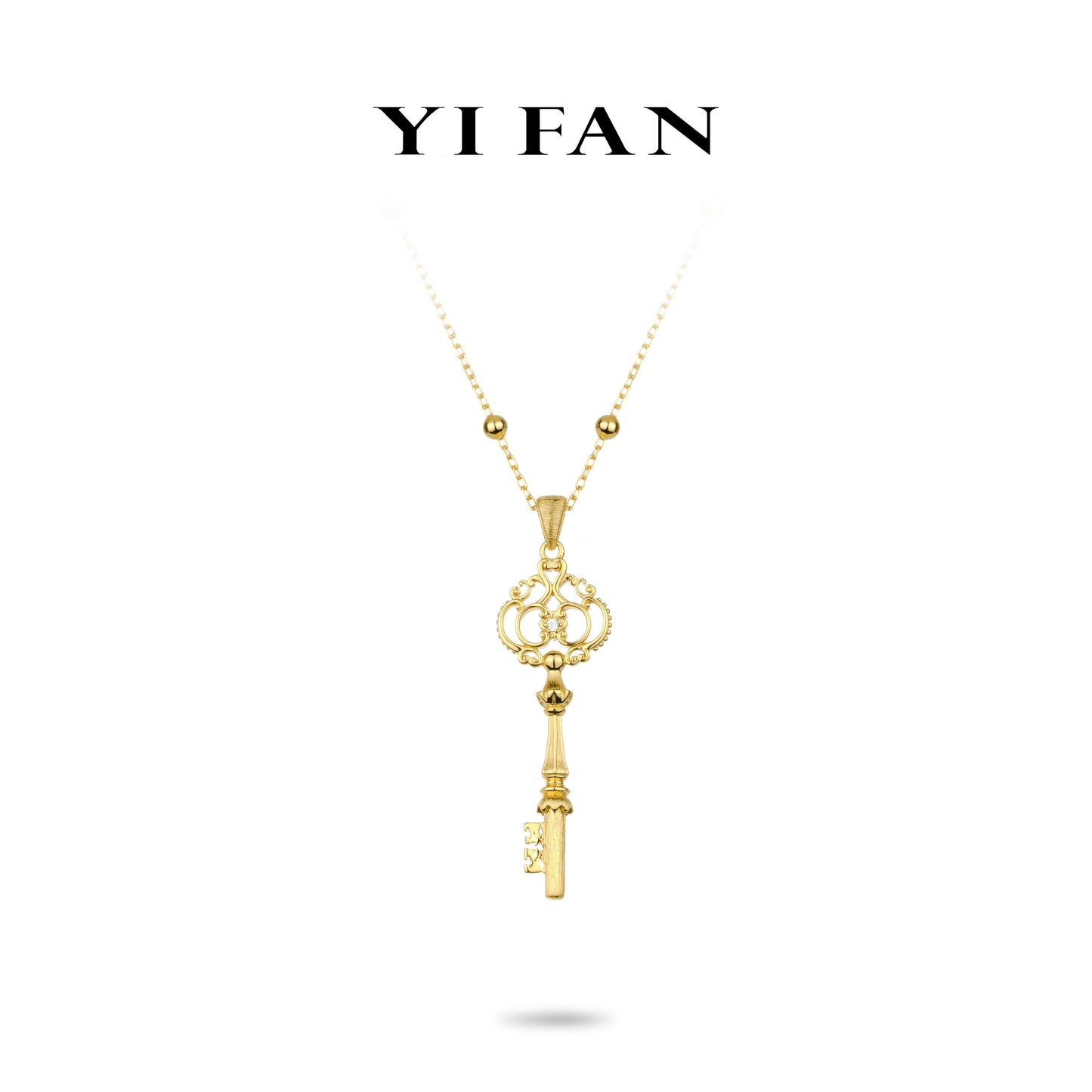 Golden time collection: Modern Brushed "Hollowed Key of Secret Land" detailed Pendant/Necklace