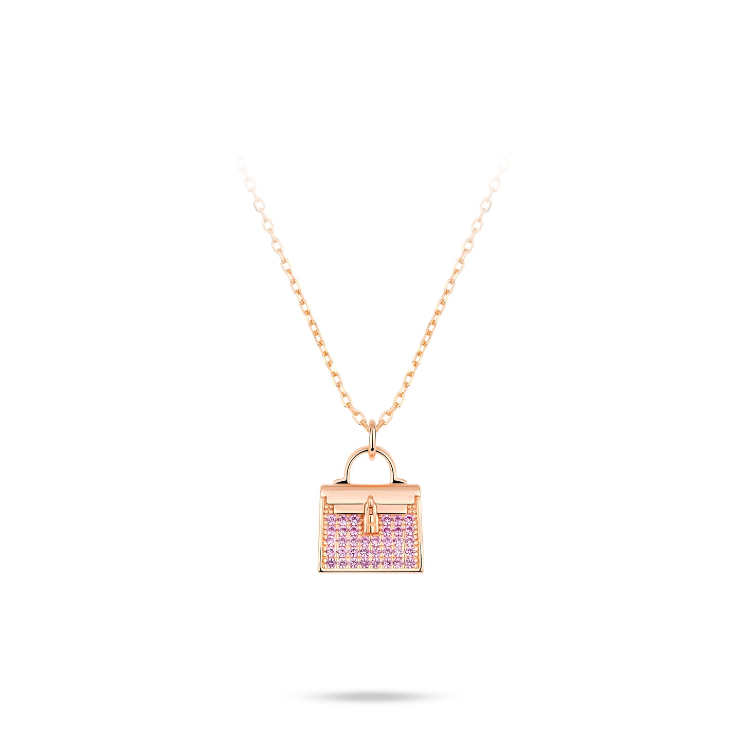 Rose-gold Fever collection: Luxury "Rose Pink Bag" detailed Pendant/Necklace