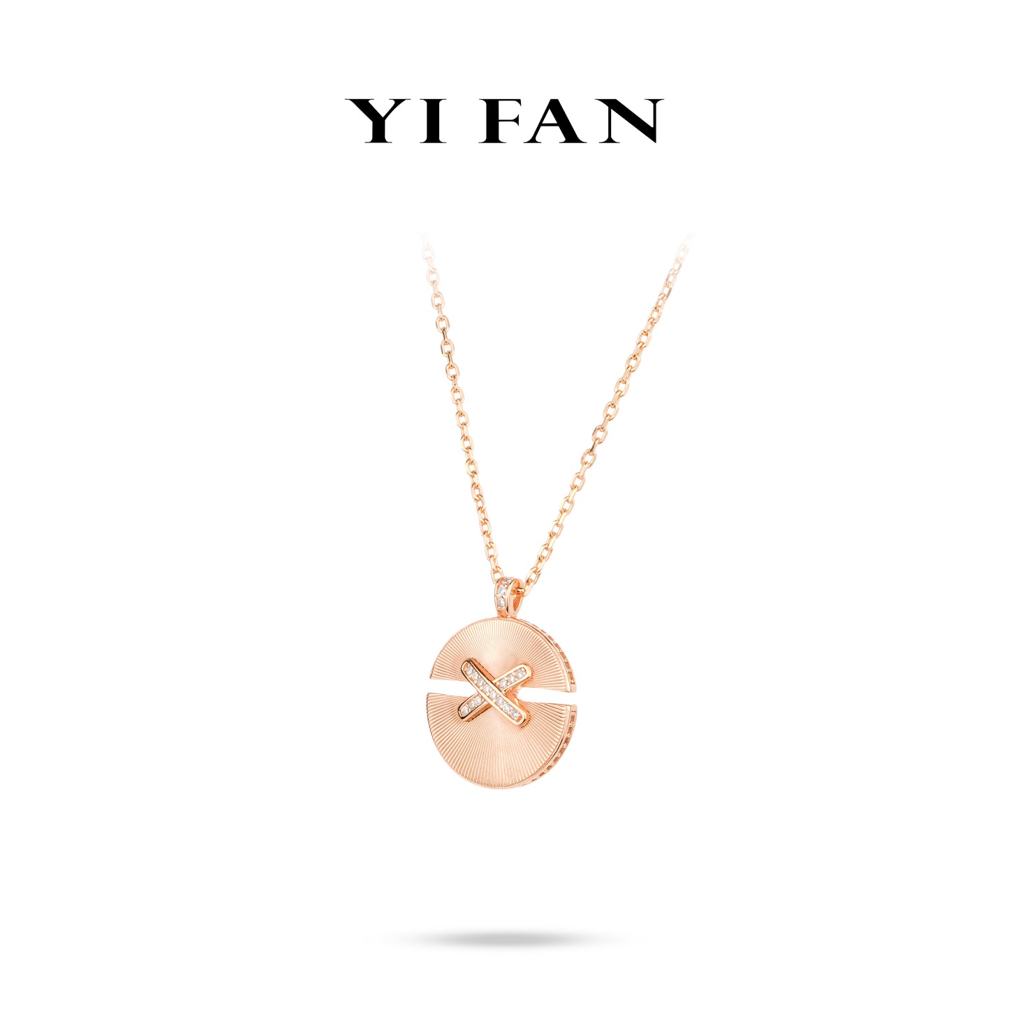 Rose-gold Fever collection: Modern "CNC X Disc" Pendant/Necklace (Big-size Unisex)