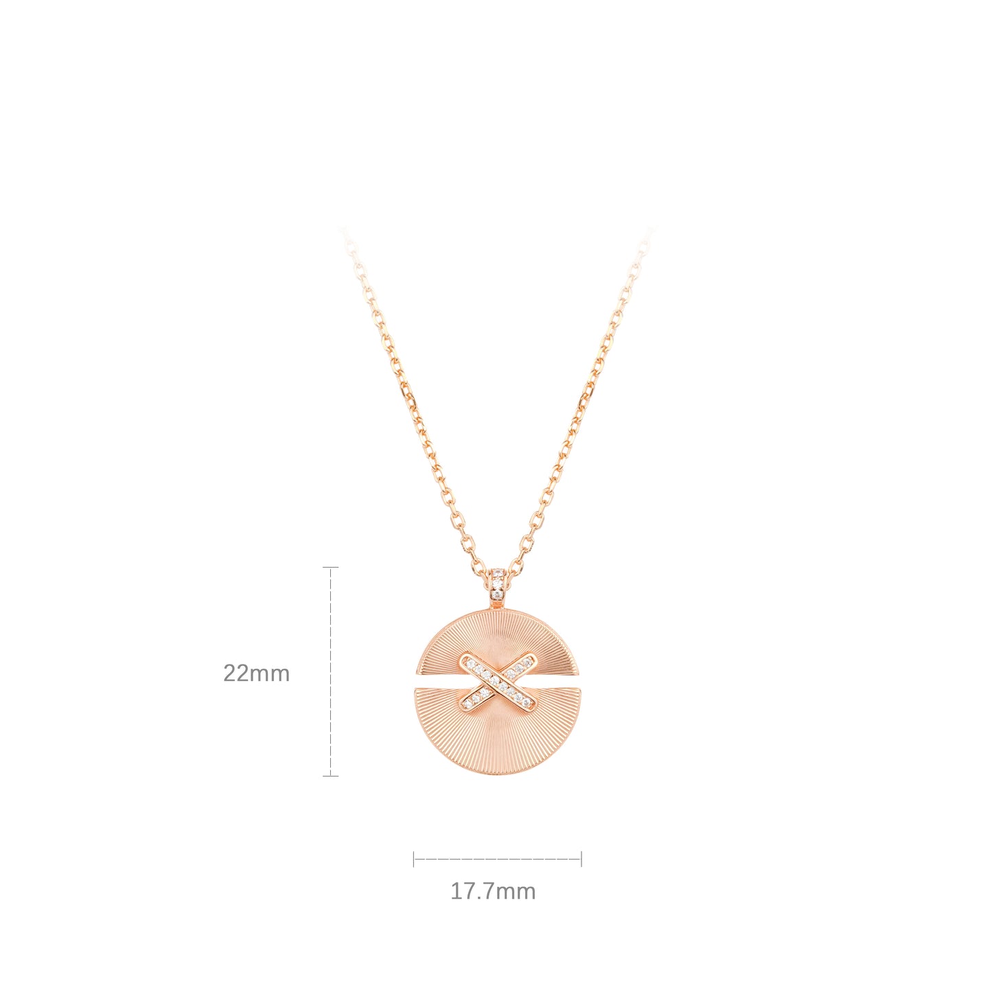 Rose-gold Fever collection: Modern "CNC X Disc" Pendant/Necklace (Big-size Unisex)