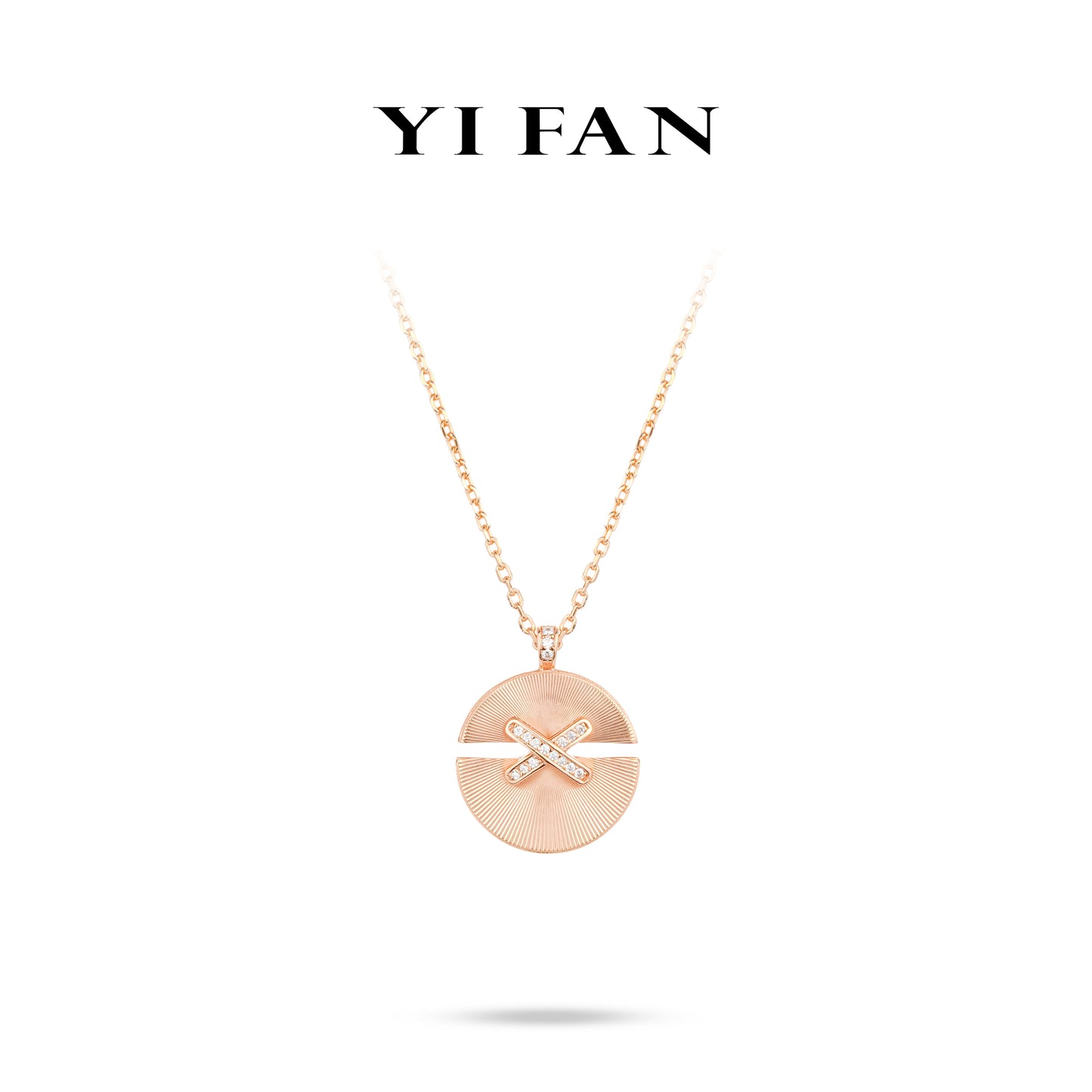 Rose-gold Fever collection: Modern "CNC X Disc" Pendant/Necklace (Big-size Unisex)