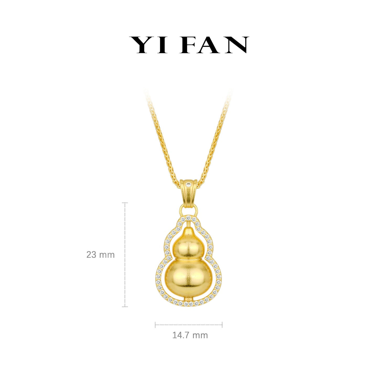 Golden time collection: "3D Treasure Hulu/Gourd" detailed Rotating Pendant/Necklace (Unisex)