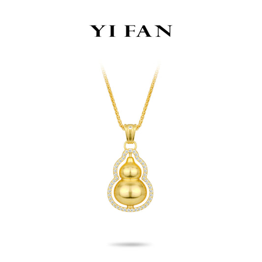 Golden time collection: "3D Treasure Hulu/Gourd" detailed Rotating Pendant/Necklace (Unisex)