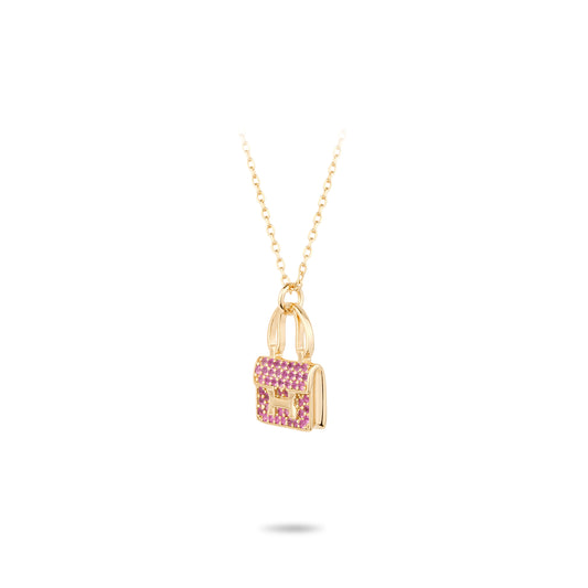 Welfare Exclusive Rose-gold Fever collection: Luxury "Rose Pink Bag" detailed Pendant/Necklace