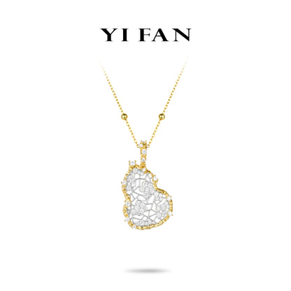 Christmas 2024 collection: Modern "Golden 2-tone Lace Treasure Gourd" exquisite Hulu Pendant/Necklace (Unisex)