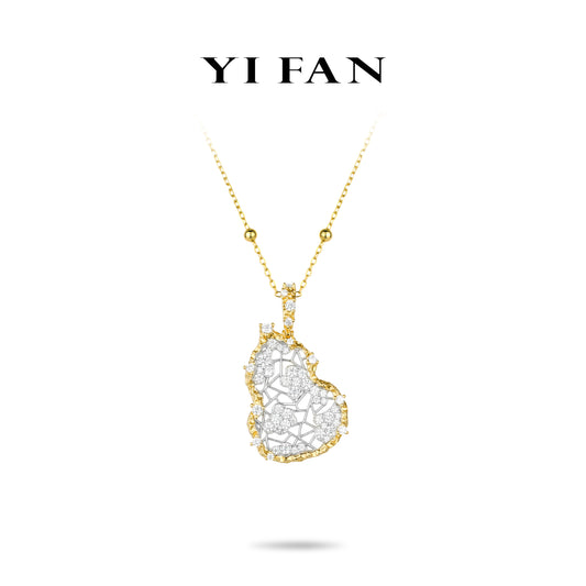 Christmas 2024 collection: Modern "Golden 2-tone Lace Treasure Gourd" exquisite Hulu Pendant/Necklace (Unisex)