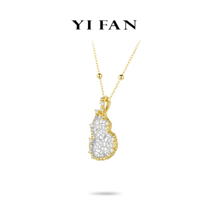 Christmas 2024 collection: Modern "Golden 2-tone Lace Treasure Gourd" exquisite Hulu Pendant/Necklace (Unisex)