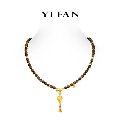 Limited High Jewelry collection: Luxury Multi-purpose "Golden Baby Buddha with Agalloch Eaglewood beads" detailed Necklace/Bracelet