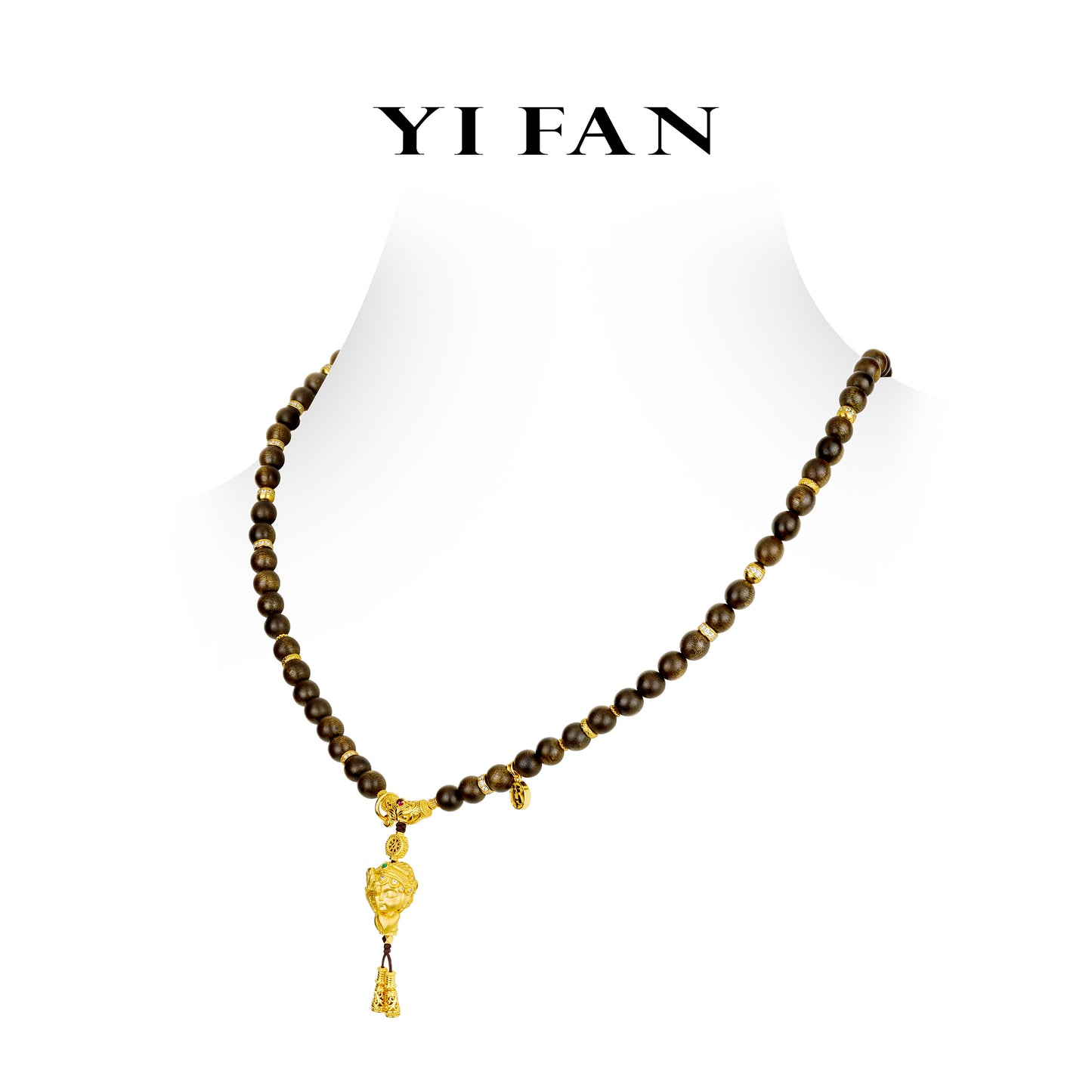 Limited High Jewelry collection: Luxury Multi-purpose "Golden Baby Buddha with Agalloch Eaglewood beads" detailed Necklace/Bracelet