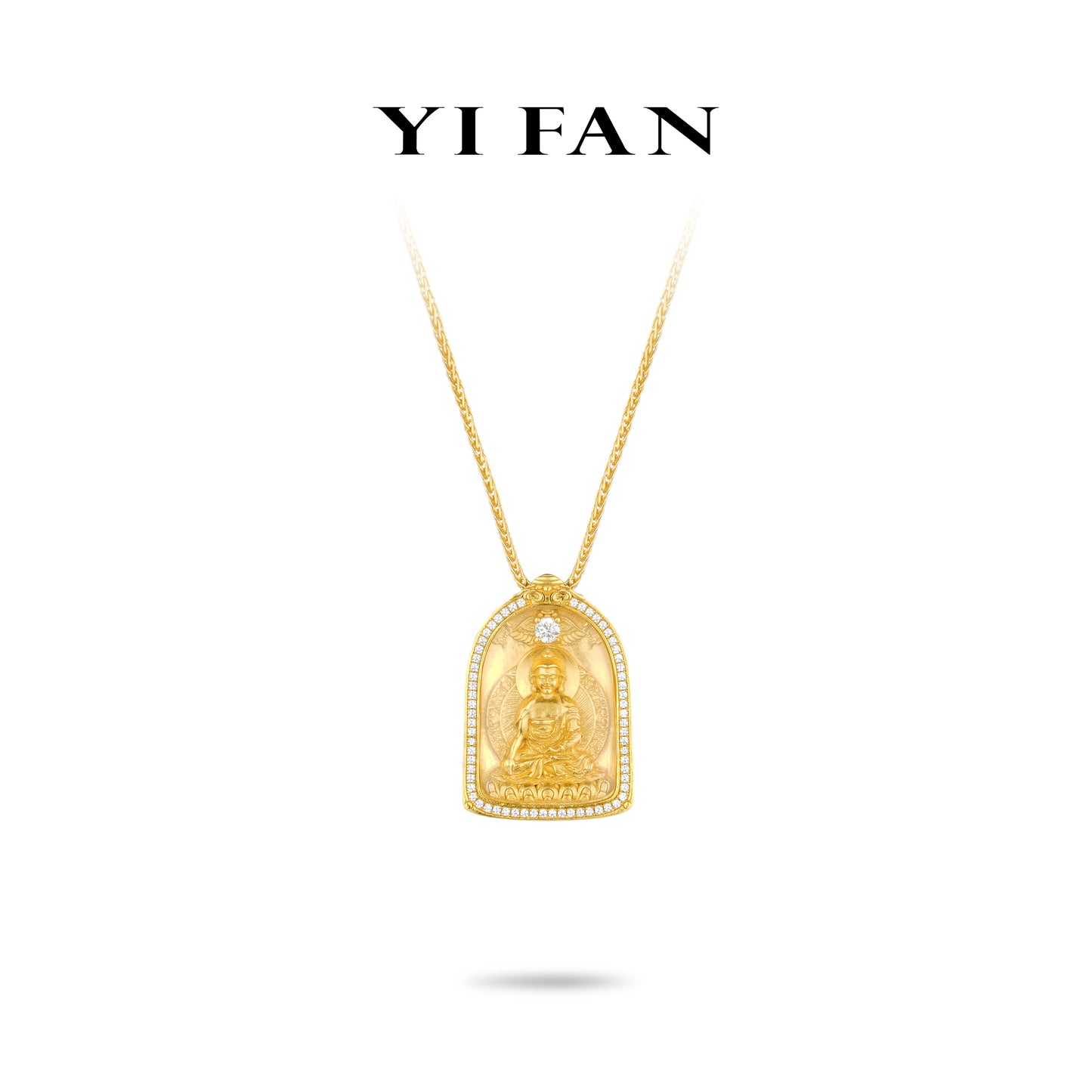 High Jewelry Divine Blessing Collection: Hand carved "Golden Majestic seated Buddha" detailed Amulet Box Pendant (Unisex)