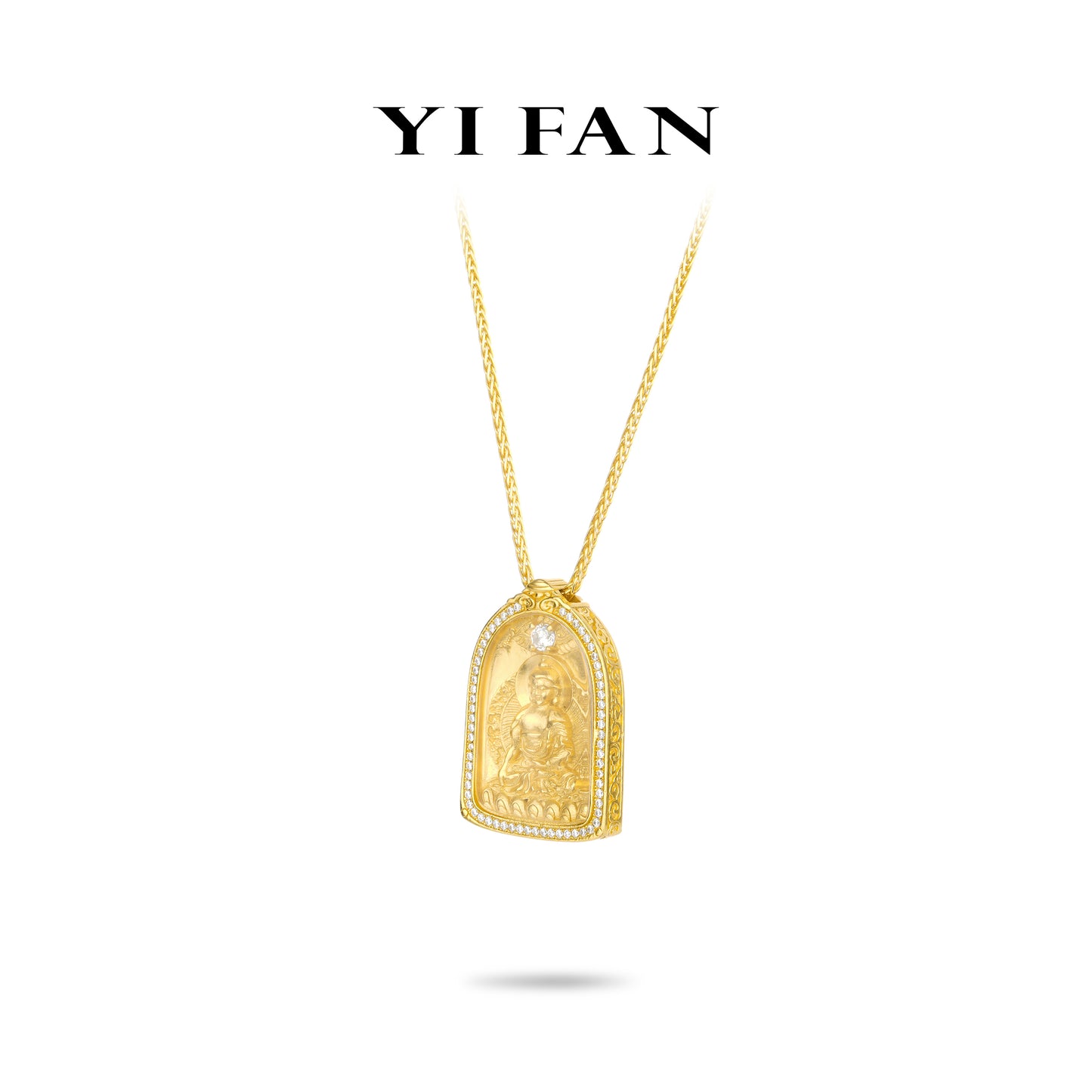 High Jewelry Divine Blessing Collection: Hand carved "Golden Majestic seated Buddha" detailed Amulet Box Pendant (Unisex)