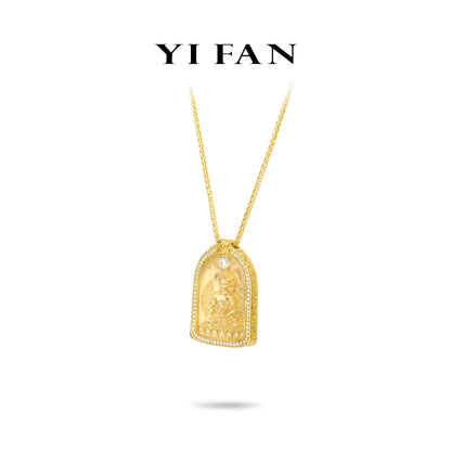 High Jewelry Divine Blessing Collection: Hand carved "Golden Majestic seated Buddha" detailed Amulet Box Pendant (Unisex)