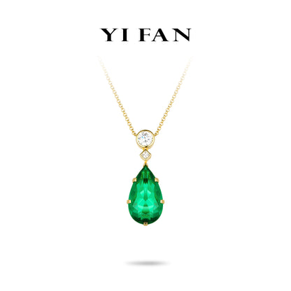 Emerald Color collection: Modern "Golden Green Drop of Vitality" exquisite Pendant/Necklace