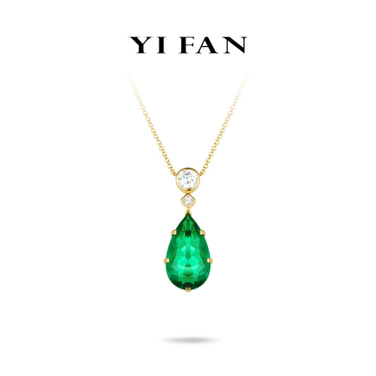 Emerald Color collection: Modern "Golden Green Drop of Vitality" exquisite Pendant/Necklace