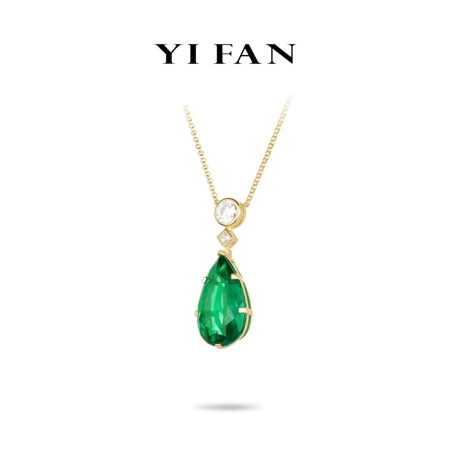 Emerald Color collection: Modern "Golden Green Drop of Vitality" exquisite Pendant/Necklace