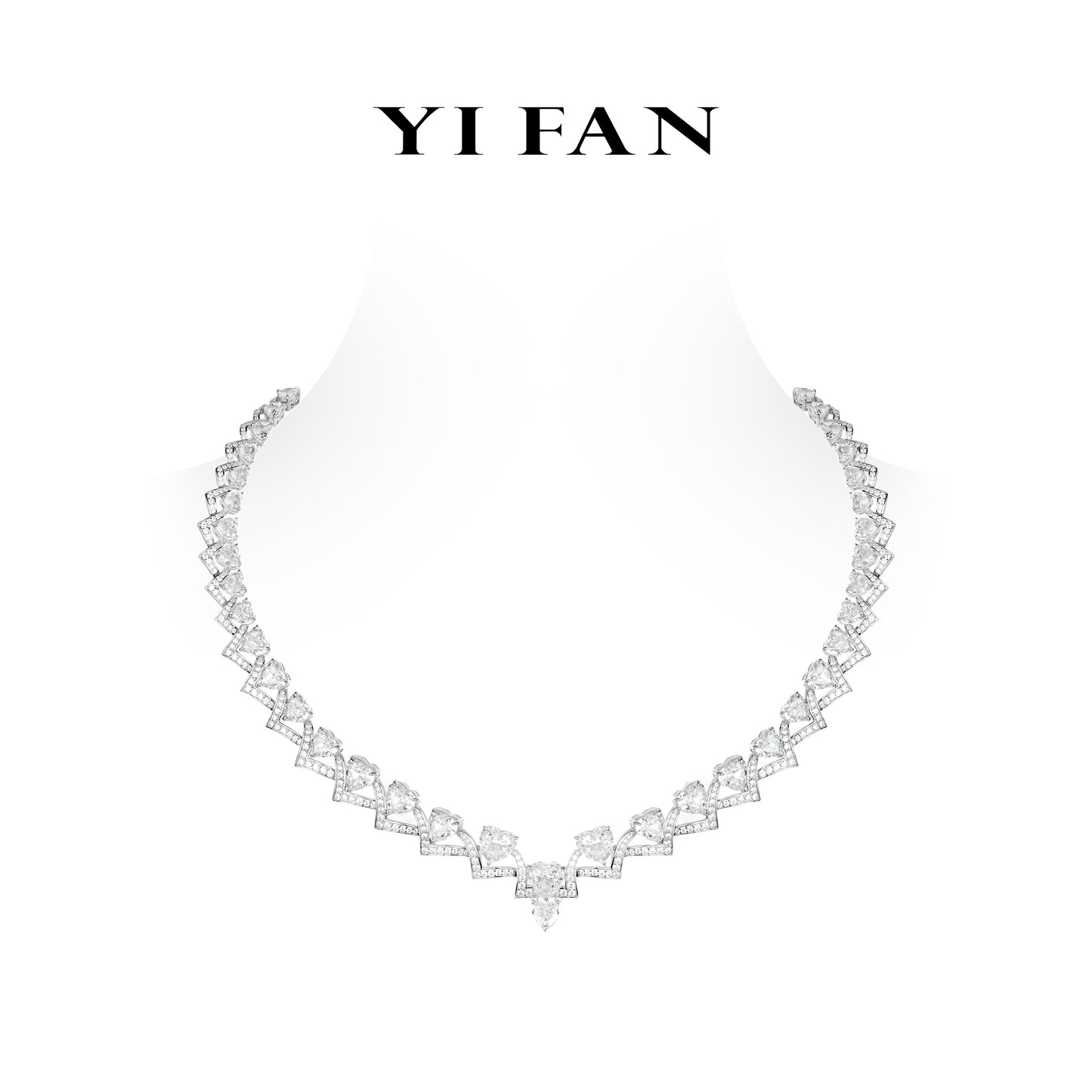 High Jewelry collection: Luxury “Hollow out V-shaped Lace Hearts” detailed Necklace for Wedding/Banquet