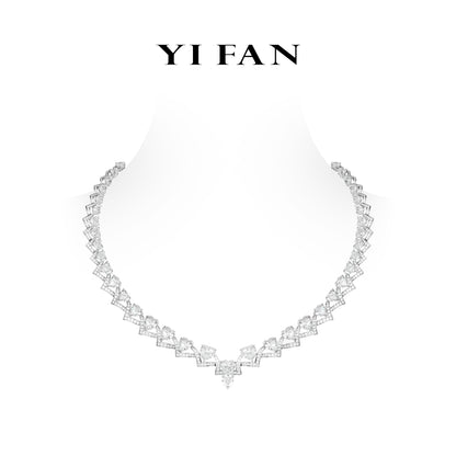 High Jewelry collection: Luxury “Hollow out V-shaped Lace Hearts” detailed Necklace for Wedding/Banquet