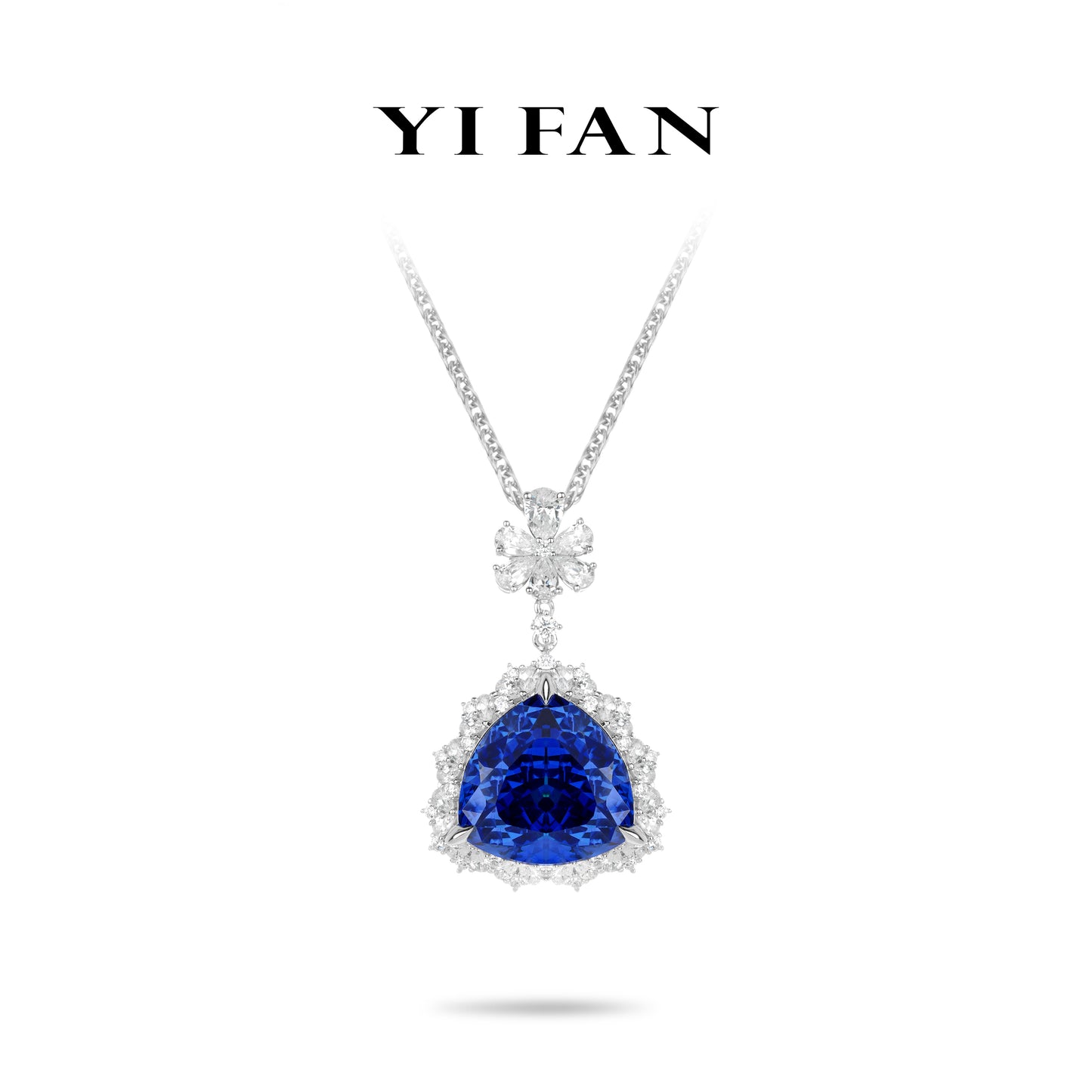 Sapphire Color collection: Modern "Heart of the ocean" Blue triangle exquisite Pendant/Necklace