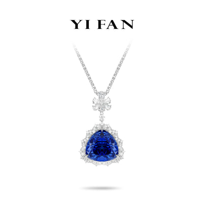 Sapphire Color collection: Modern "Heart of the ocean" Blue triangle exquisite Pendant/Necklace