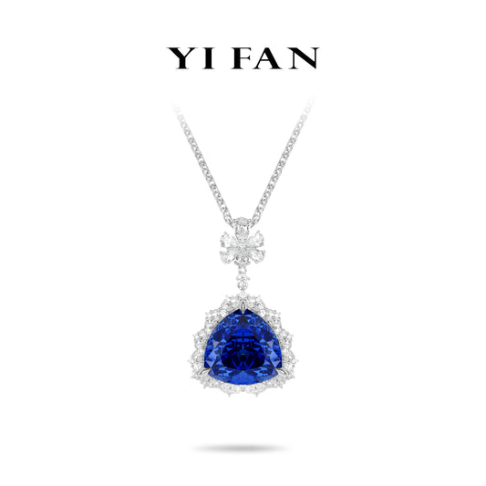 Sapphire Color collection: Modern "Heart of the ocean" Blue triangle exquisite Pendant/Necklace