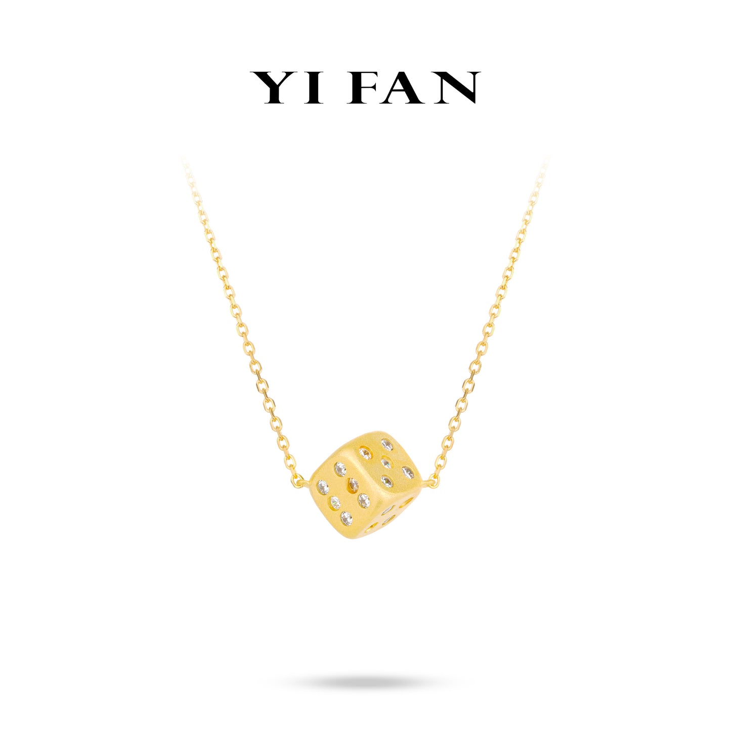 Welfare Exclusive Golden time collection: Modern Brushed "Dazzling Lucky Dice" detailed Necklace (Unisex）