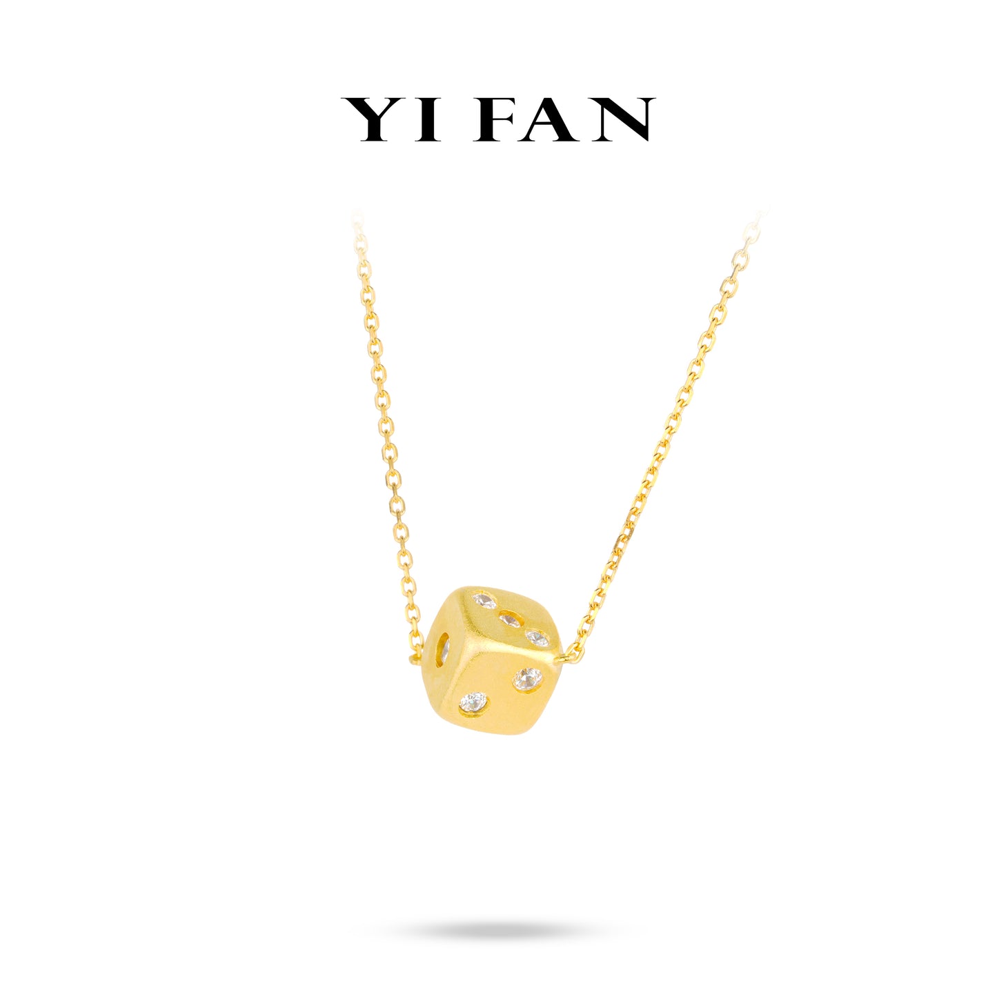 Welfare Exclusive Golden time collection: Modern Brushed "Dazzling Lucky Dice" detailed Necklace (Unisex）