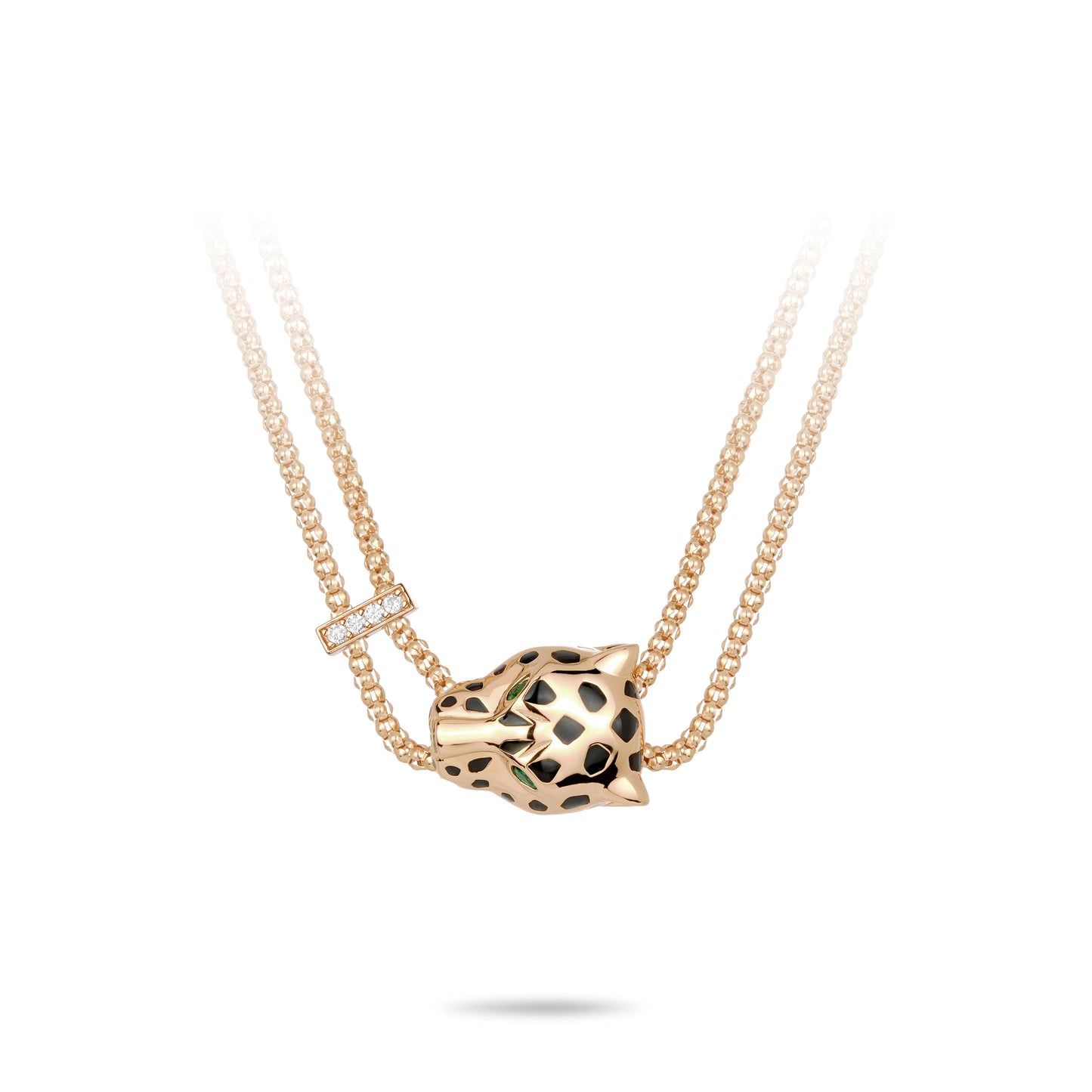 Animal collection: Luxury Multi-purpose "Champagne Golden Big Leopard" detailed Long Necklace  (Unisex)