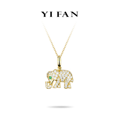 Animal collection: Modern "Golden Cute Elephant" delicate Pendant/Necklace