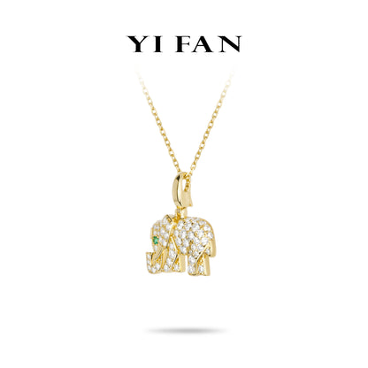 Animal collection: Modern "Golden Cute Elephant" delicate Pendant/Necklace