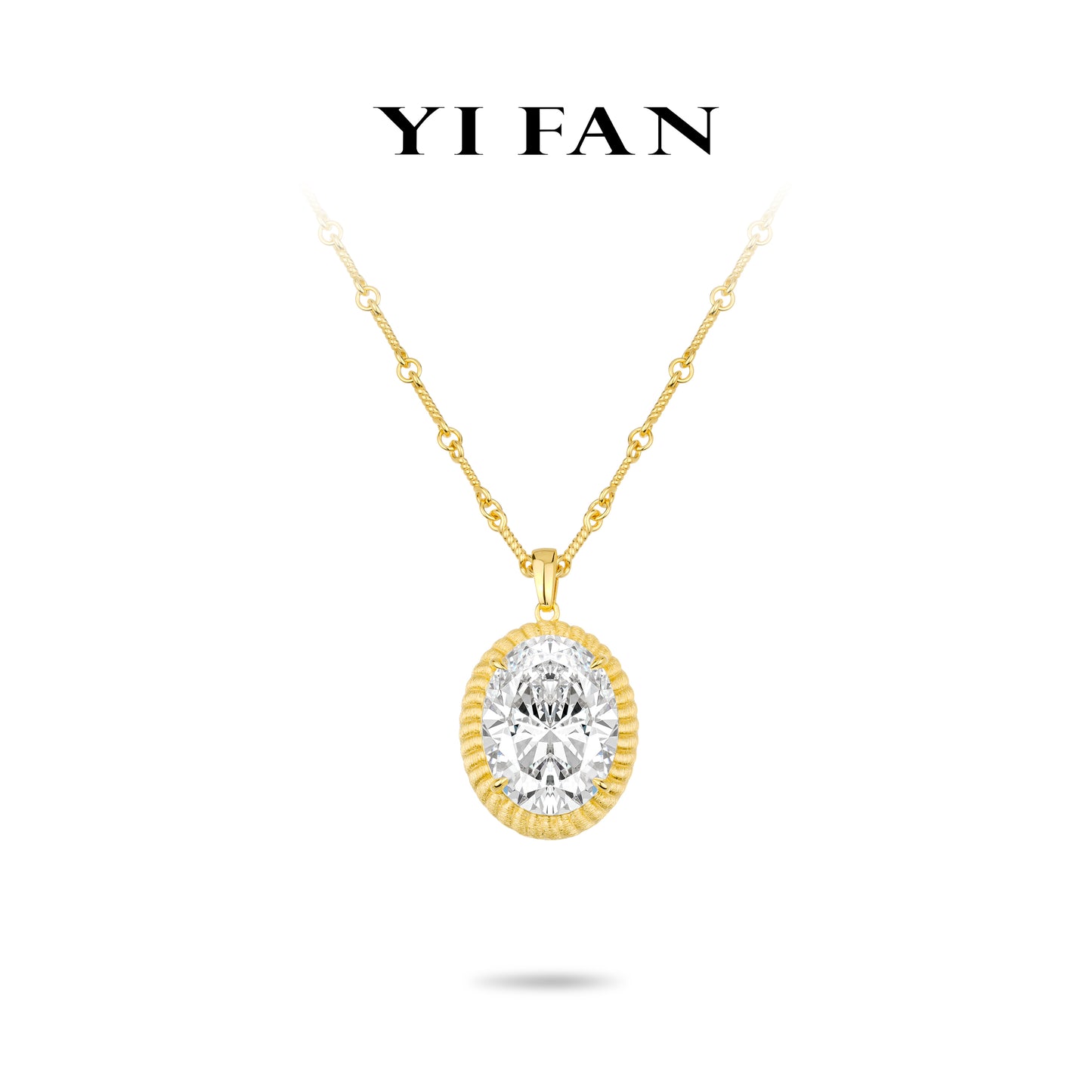 High Jewelry collection: Luxury “Brushed Golden edge Icy G color Rock” Unique Chain Pendant/Necklace