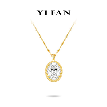 High Jewelry collection: Luxury “Brushed Golden edge Icy G color Rock” Unique Chain Pendant/Necklace