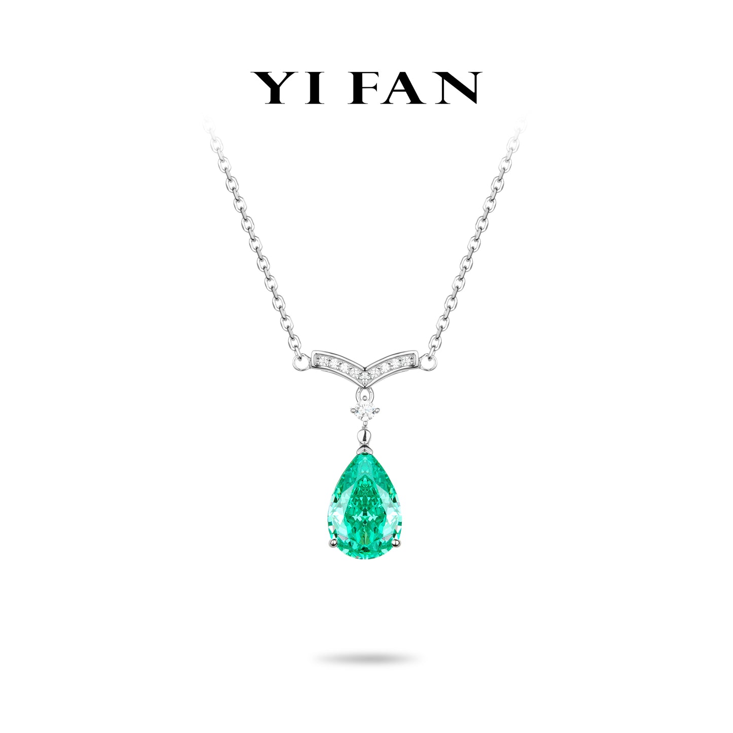 Paraíba Color collection: Modern "Mint-Blue Droplet" delicate Necklace