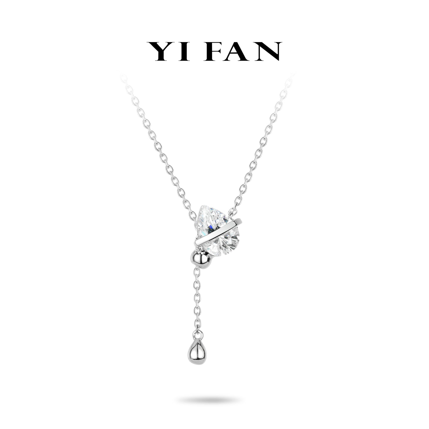 Minimalist collection: Modern "Icy Droplet with Sliding bead" Multi Effect Necklace
