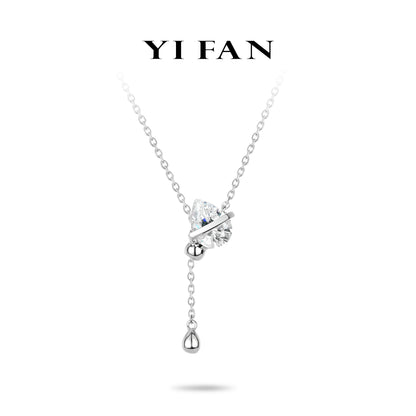 Minimalist collection: Modern "Icy Droplet with Sliding bead" Multi Effect Necklace