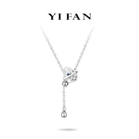 Minimalist collection: Modern "Icy Droplet with Sliding bead" Multi Effect Necklace