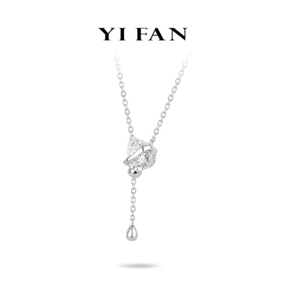 Minimalist collection: Modern "Icy Droplet with Sliding bead" Multi Effect Necklace