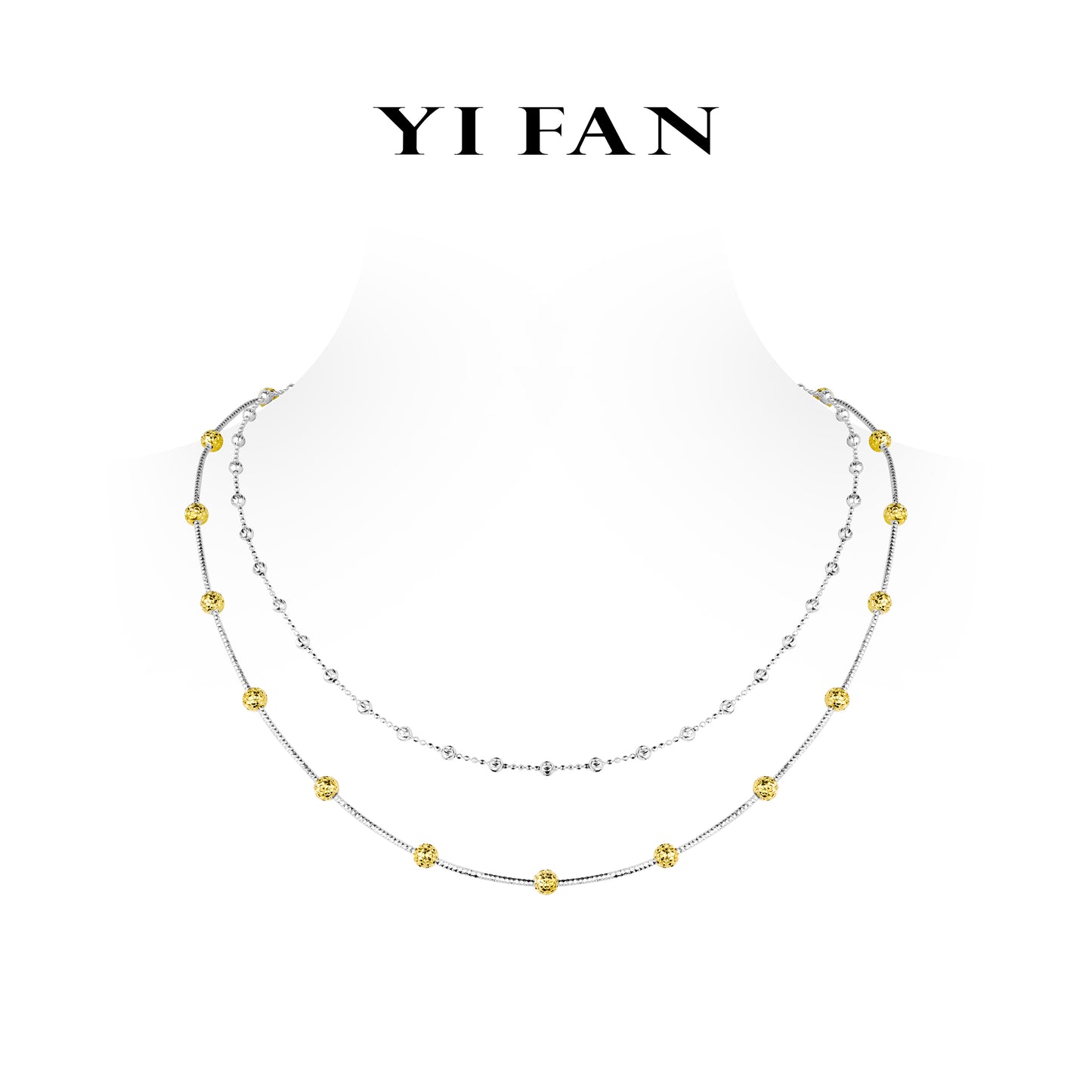 Minimalist collection: Modern "Golden and Silver engraved CNC Beads" Double layered Necklace