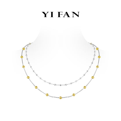 Minimalist collection: Modern "Golden and Silver engraved CNC Beads" Double layered Necklace
