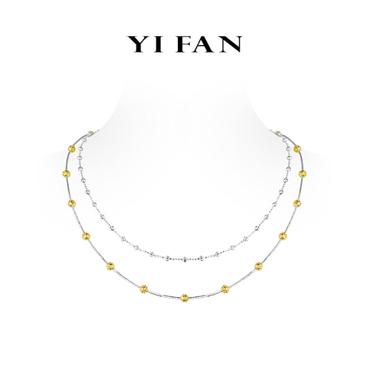 Minimalist collection: Modern "Golden and Silver engraved CNC Beads" Double layered Necklace