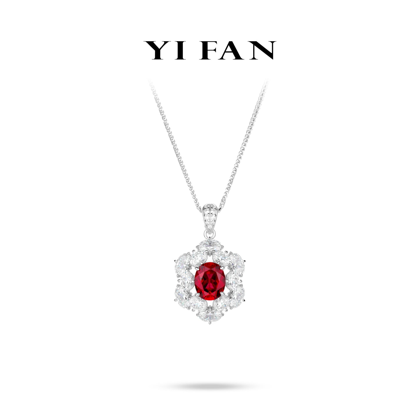Ruby Color collection: Modern "Ancora Red Pigeon-Egg" detailed Pendant/Necklace