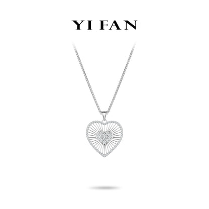 Romantic Heart Collection: Modern "Hollow lace Heart Sparkle" exquisite Pendant/Necklace