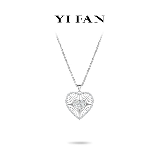 Romantic Heart Collection: Modern "Hollow lace Heart Sparkle" exquisite Pendant/Necklace