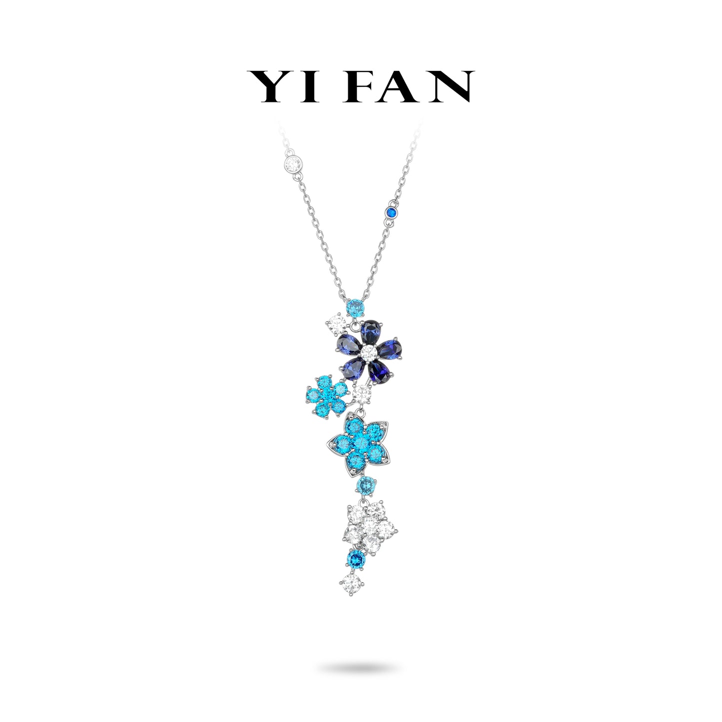 Paraíba-Sapphire Color collection: Modern "Love of Neon&Blue Flowers" exquisite Pendant/Necklace