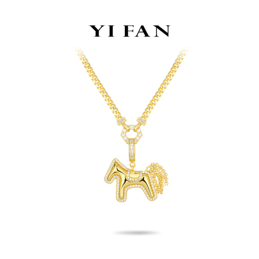 Mythic Equine Collection：Multi-purpose "Gilded Pony Charm" detailed Pendant/Necklace (Unisex)