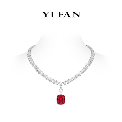 High Jewelry Ruby Color collection: Luxury "Scarlet Flame" detailed Banquet Necklace