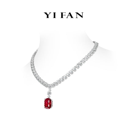 High Jewelry Ruby Color collection: Luxury "Scarlet Flame" detailed Banquet Necklace